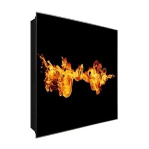  Schlüsselkasten 'Feuer und Flamme ' 30x30 Glas, inkl. Haken Schlüsselbrett Schlüssel-Box Design Aufbewahrung