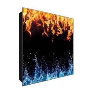  Schlüsselkasten 'Feuer und Wasser' 30x30 Glas, inkl. Haken Schlüsselbrett Schlüssel-Box Design Aufbewahrung