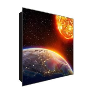  Schlüsselkasten 'Feuerplanet' 30x30 Glas, inkl. Haken Schlüsselbrett Schlüssel-Box Design Aufbewahrung