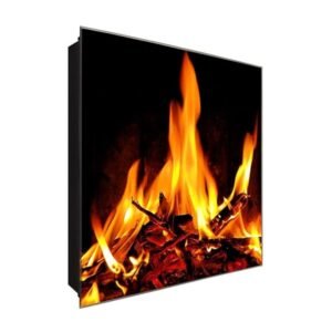  Schlüsselkasten 'Feuerplatz' 30x30 Glas, inkl. Haken Schlüsselbrett Schlüssel-Box Design Aufbewahrung