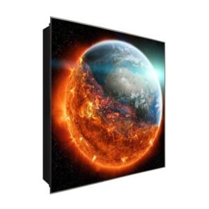  Schlüsselkasten 'Feurige Erde' 30x30 Glas, inkl. Haken Schlüsselbrett Schlüssel-Box Design Aufbewahrung