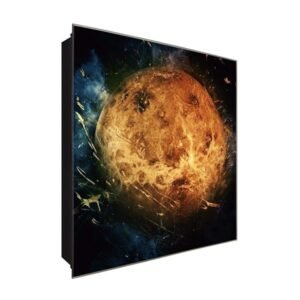  Schlüsselkasten 'Feuriger Mond' 30x30 Glas, inkl. Haken Schlüsselbrett Schlüssel-Box Design Aufbewahrung