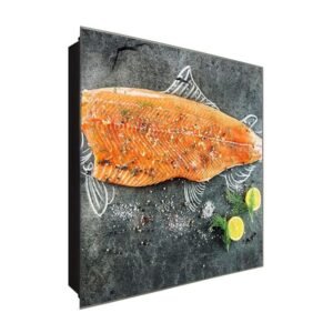  Schlüsselkasten 'Filet Lachs' 30x30 Glas, inkl. Haken Schlüsselbrett Schlüssel-Box Design Aufbewahrung