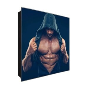  Schlüsselkasten 'Fitness Male Model' 30x30 Glas, inkl. Haken Schlüsselbrett Schlüssel-Box Design Aufbewahrung