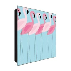  Schlüsselkasten 'Flamingo Parade' 30x30 Glas, inkl. Haken Schlüsselbrett Schlüssel-Box Design Aufbewahrung