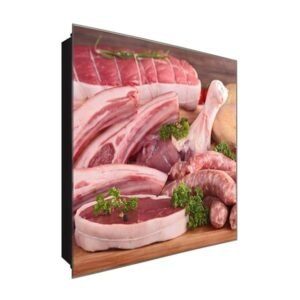  Schlüsselkasten 'Fleisch' 30x30 Glas, inkl. Haken Schlüsselbrett Schlüssel-Box Design Aufbewahrung