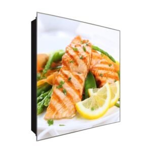  Schlüsselkasten 'Fleisch mit Zitrone' 30x30 Glas, inkl. Haken Schlüsselbrett Schlüssel-Box Design Aufbewahrung