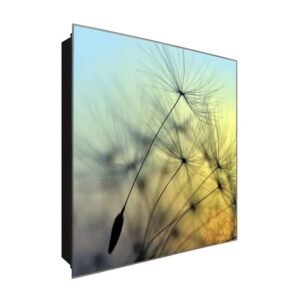  Schlüsselkasten 'Fliegende Pusteblume' 30x30 Glas, inkl. Haken Schlüsselbrett Schlüssel-Box Design Aufbewahrung