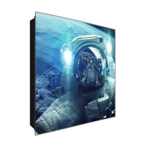  Schlüsselkasten 'Fliegender Astronaut' 30x30 Glas, inkl. Haken Schlüsselbrett Schlüssel-Box Design Aufbewahrung