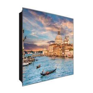  Schlüsselkasten 'Florence Italy' 30x30 Glas, inkl. Haken Schlüsselbrett Schlüssel-Box Design Aufbewahrung