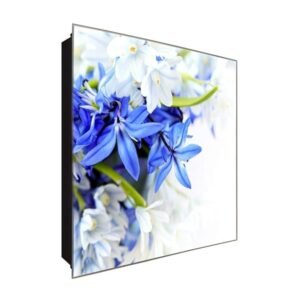  Schlüsselkasten 'Flower Power' 30x30 Glas, inkl. Haken Schlüsselbrett Schlüssel-Box Design Aufbewahrung