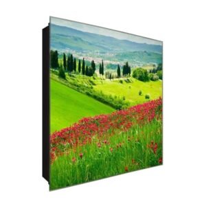  Schlüsselkasten 'Flowers Meadow' 30x30 Glas, inkl. Haken Schlüsselbrett Schlüssel-Box Design Aufbewahrung