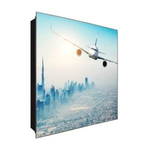  Schlüsselkasten 'Flug der Titanen' 30x30 Glas, inkl. Haken Schlüsselbrett Schlüssel-Box Design Aufbewahrung