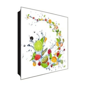  Schlüsselkasten 'Flying Fruits' 30x30 Glas, inkl. Haken Schlüsselbrett Schlüssel-Box Design Aufbewahrung