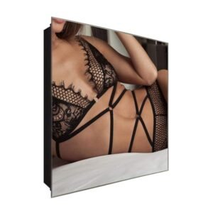  Schlüsselkasten 'Frau in Dessous' 30x30 Glas, inkl. Haken Schlüsselbrett Schlüssel-Box Design Aufbewahrung