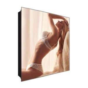  Schlüsselkasten 'Frau in Dessous' 30x30 Glas, inkl. Haken Schlüsselbrett Schlüssel-Box Design Aufbewahrung