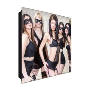  Schlüsselkasten 'Frauen mit Maske' 30x30 Glas, inkl. Haken Schlüsselbrett Schlüssel-Box Design Aufbewahrung