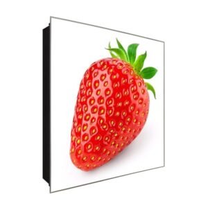  Schlüsselkasten 'Freche Erdbeere' 30x30 Glas, inkl. Haken Schlüsselbrett Schlüssel-Box Design Aufbewahrung