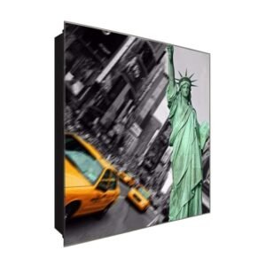  Schlüsselkasten 'Freiheitsstatue' 30x30 Glas, inkl. Haken Schlüsselbrett Schlüssel-Box Design Aufbewahrung