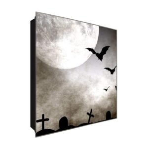  Schlüsselkasten 'Friedhofsdämmerung' 30x30 Glas, inkl. Haken Schlüsselbrett Schlüssel-Box Design Aufbewahrung