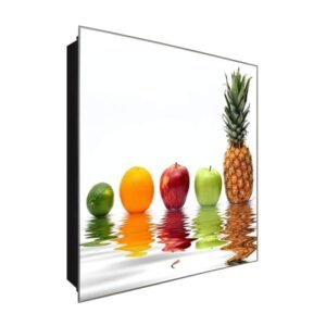  Schlüsselkasten 'Frucht Parade' 30x30 Glas, inkl. Haken Schlüsselbrett Schlüssel-Box Design Aufbewahrung