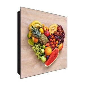  Schlüsselkasten 'Früchte Allerlei' 30x30 Glas, inkl. Haken Schlüsselbrett Schlüssel-Box Design Aufbewahrung