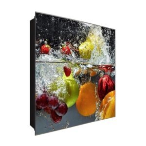  Schlüsselkasten 'Früchte Bad' 30x30 Glas, inkl. Haken Schlüsselbrett Schlüssel-Box Design Aufbewahrung