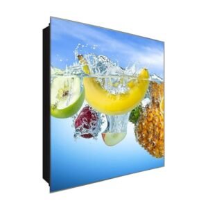  Schlüsselkasten 'Früchte unter Wasser' 30x30 Glas, inkl. Haken Schlüsselbrett Schlüssel-Box Design Aufbewahrung