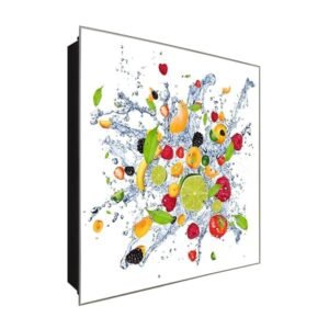  Schlüsselkasten 'Fruchterfrischung' 30x30 Glas, inkl. Haken Schlüsselbrett Schlüssel-Box Design Aufbewahrung