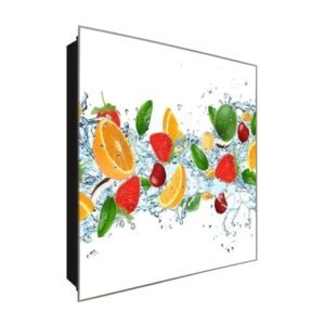  Schlüsselkasten 'Fruchtlimonade' 30x30 Glas, inkl. Haken Schlüsselbrett Schlüssel-Box Design Aufbewahrung