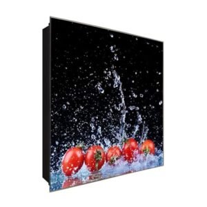  Schlüsselkasten 'Fünf Tomaten' 30x30 Glas, inkl. Haken Schlüsselbrett Schlüssel-Box Design Aufbewahrung
