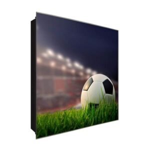  Schlüsselkasten 'Fußball' 30x30 Glas, inkl. Haken Schlüsselbrett Schlüssel-Box Design Aufbewahrung