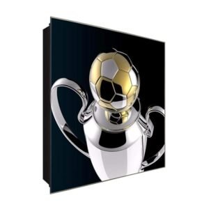 Schlüsselkasten 'Fußball Pokal' 30x30 Glas, inkl. Haken Schlüsselbrett Schlüssel-Box Design Aufbewahrung