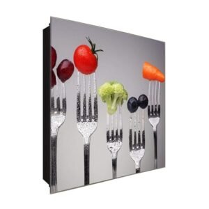  Schlüsselkasten 'Gabel Vorspeise' 30x30 Glas, inkl. Haken Schlüsselbrett Schlüssel-Box Design Aufbewahrung