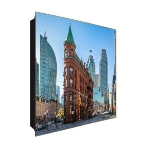  Schlüsselkasten 'Gebäude' 30x30 Glas, inkl. Haken Schlüsselbrett Schlüssel-Box Design Aufbewahrung