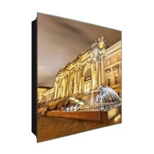  Schlüsselkasten 'Gebäude beleuchtet' 30x30 Glas, inkl. Haken Schlüsselbrett Schlüssel-Box Design Aufbewahrung