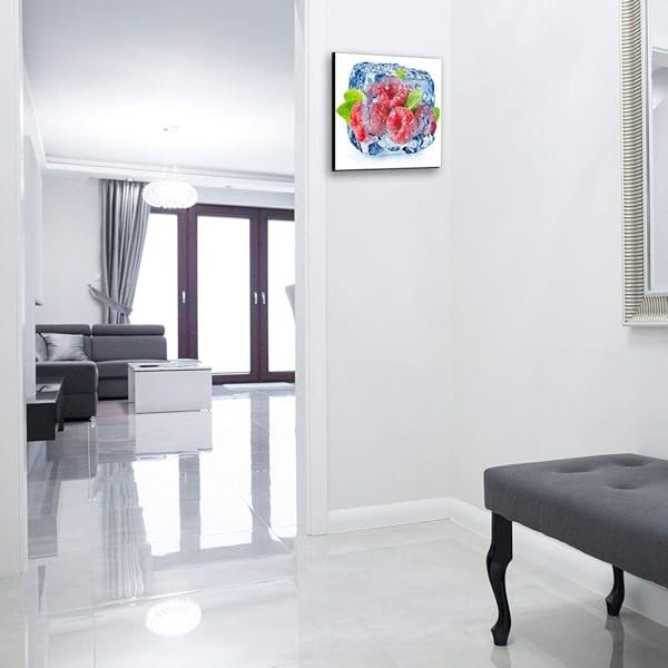 Schlüsselkasten 'Gefrorene Himbeeren' 30x30 Glas, inkl. Haken Schlüsselbrett Schlüssel-Box Design Aufbewahrung – Bild 3