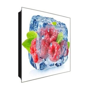 Schlüsselkasten 'Gefrorene Himbeeren' 30x30 Glas, inkl. Haken Schlüsselbrett Schlüssel-Box Design Aufbewahrung