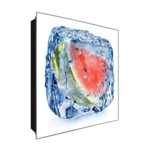  Schlüsselkasten 'Gefrorene Melone ' 30x30 Glas, inkl. Haken Schlüsselbrett Schlüssel-Box Design Aufbewahrung
