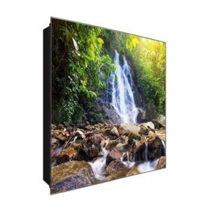  Schlüsselkasten 'Geheimer Wasserfall' 30x30 Glas, inkl. Haken Schlüsselbrett Schlüssel-Box Design Aufbewahrung