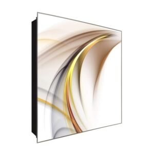  Schlüsselkasten 'Gelbe Kurve' 30x30 Glas, inkl. Haken Schlüsselbrett Schlüssel-Box Design Aufbewahrung