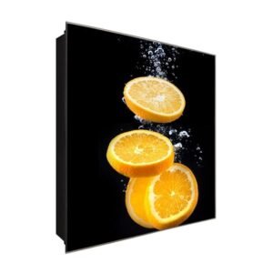  Schlüsselkasten 'Geschnittene Orange' 30x30 Glas, inkl. Haken Schlüsselbrett Schlüssel-Box Design Aufbewahrung