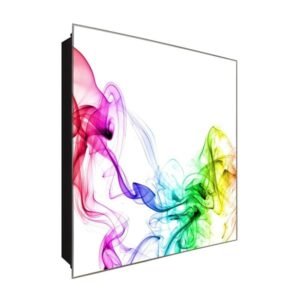  Schlüsselkasten 'Geschwungen und bunt' 30x30 Glas, inkl. Haken Schlüsselbrett Schlüssel-Box Design Aufbewahrung