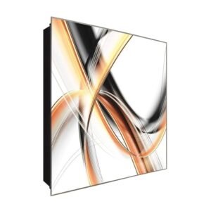  Schlüsselkasten 'Geschwungene Striche' 30x30 Glas, inkl. Haken Schlüsselbrett Schlüssel-Box Design Aufbewahrung