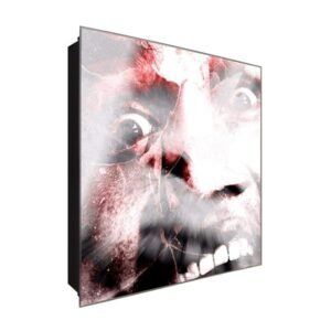  Schlüsselkasten 'Gesicht der Angst ' 30x30 Glas, inkl. Haken Schlüsselbrett Schlüssel-Box Design Aufbewahrung