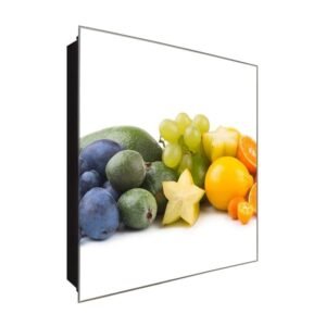  Schlüsselkasten 'Gesunde Früchte' 30x30 Glas, inkl. Haken Schlüsselbrett Schlüssel-Box Design Aufbewahrung
