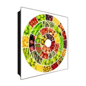  Schlüsselkasten 'Gesundes Rad Natur' 30x30 Glas, inkl. Haken Schlüsselbrett Schlüssel-Box Design Aufbewahrung