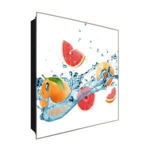  Schlüsselkasten 'Geteilte Blutorange' 30x30 Glas, inkl. Haken Schlüsselbrett Schlüssel-Box Design Aufbewahrung