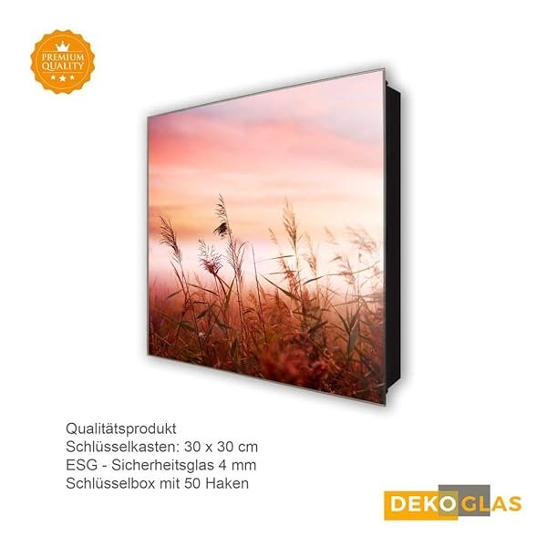 Schlüsselkasten 'Gewächsfeld' 30x30 Glas, inkl. Haken Schlüsselbrett Schlüssel-Box Design Aufbewahrung – Bild 5