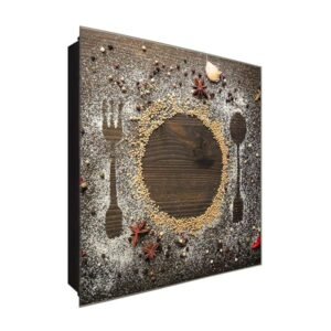  Schlüsselkasten 'Gewürz Abdruck ' 30x30 Glas, inkl. Haken Schlüsselbrett Schlüssel-Box Design Aufbewahrung